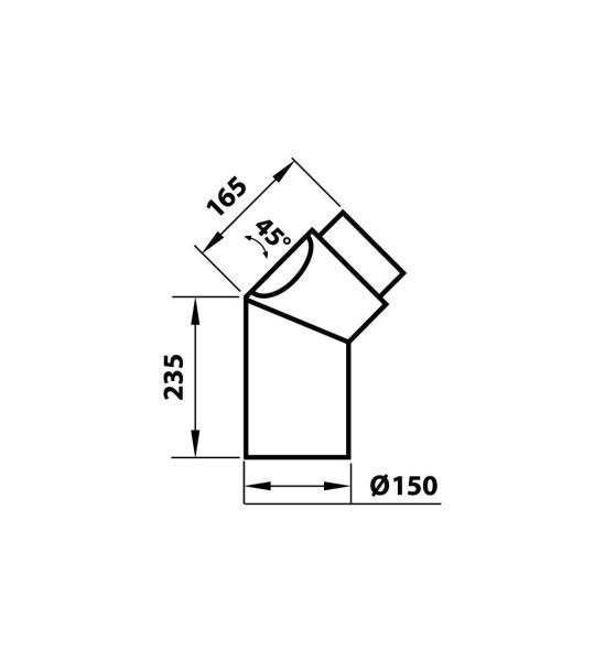 Aduro Rauchrohrbogen 45° 150mm mit Reinigungsklappe